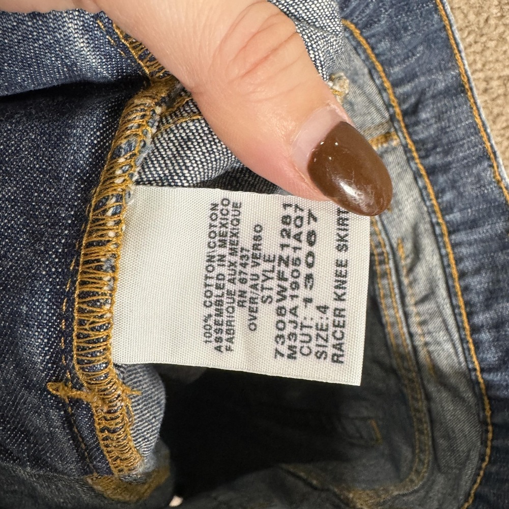 Ralph Lauren Polo Jeans Skirt Womens 4 Blue Denim Racer Knee Western Cowgirl‎ - Picture 8 of 9